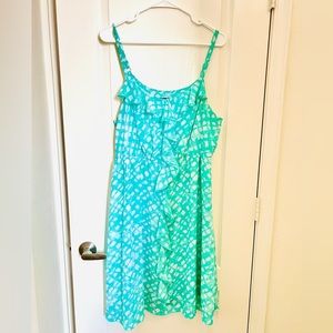 Lane Bryant Mint Green / Teal Summer dress, adjustable straps, elastic waistband